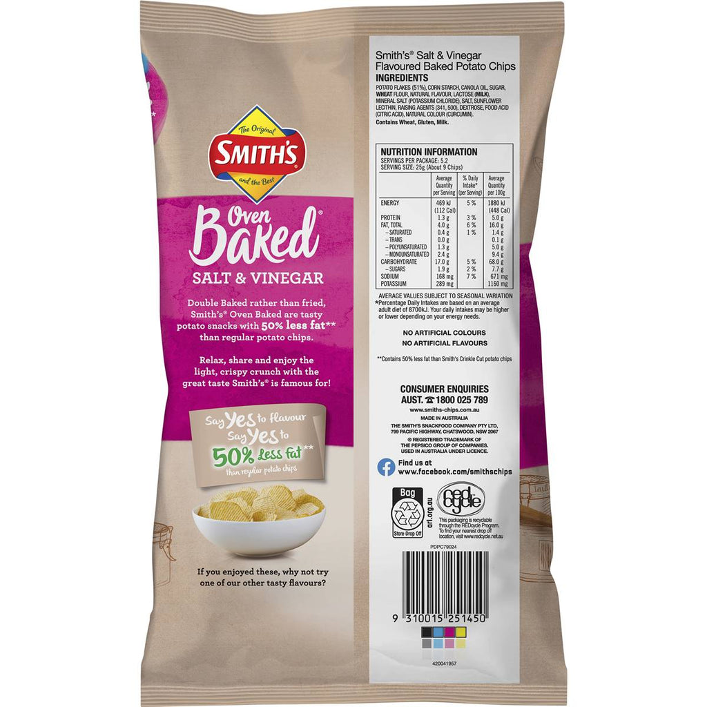 Smith's Oven Baked Salt & Vinegar 130g