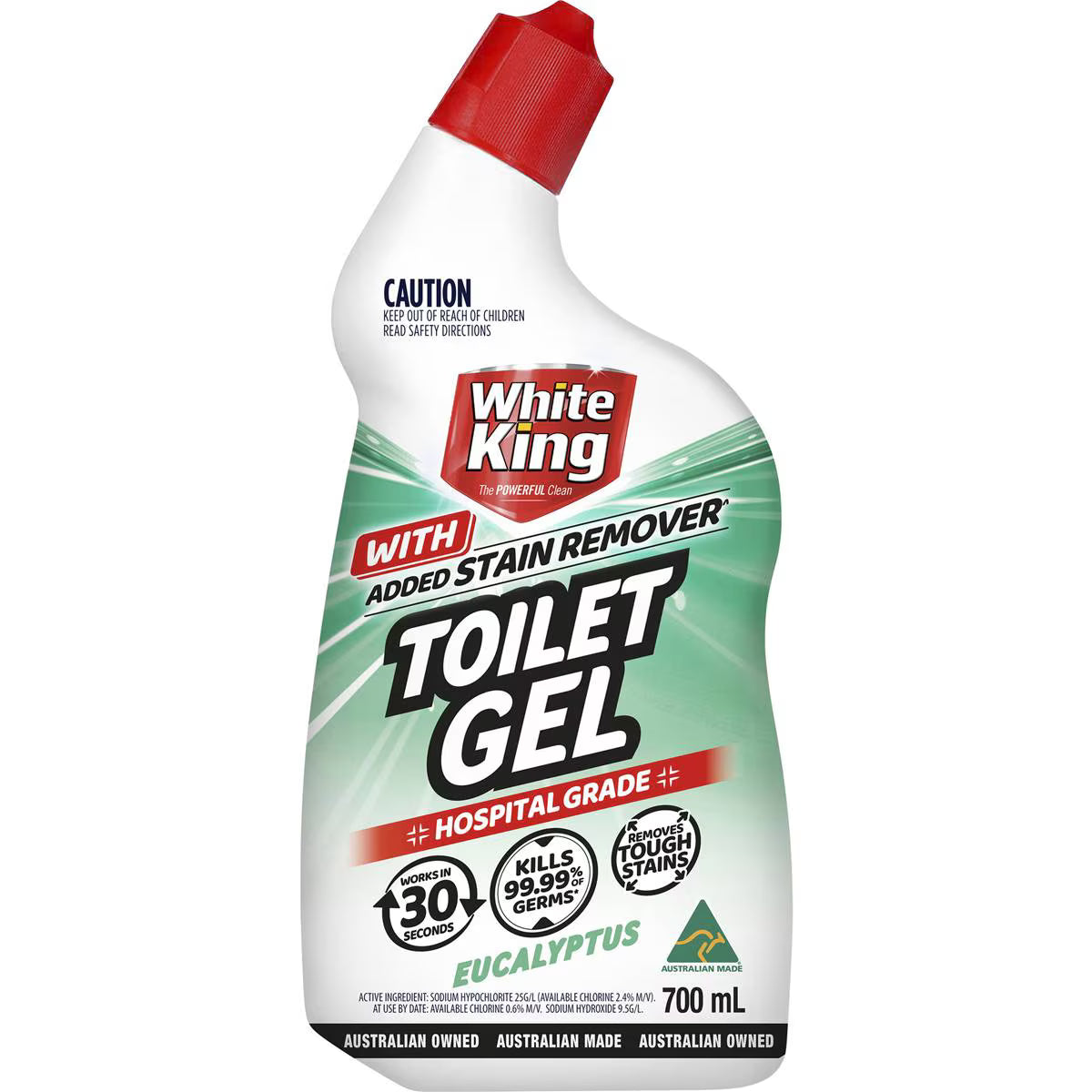 White King Toilet Gel with added Stain Remover Eucalyptus 700mL