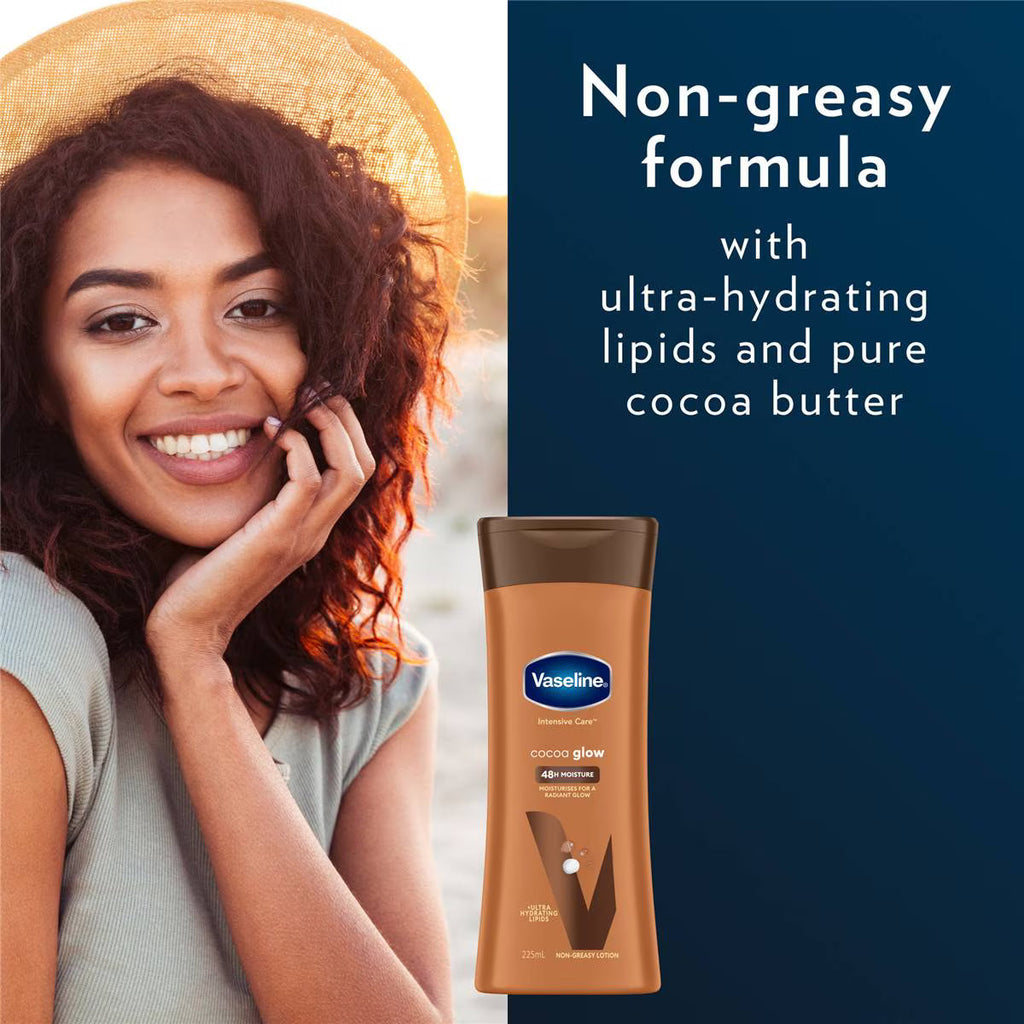 Vaseline intensive care cocoa glow moisturising lotion 225ml