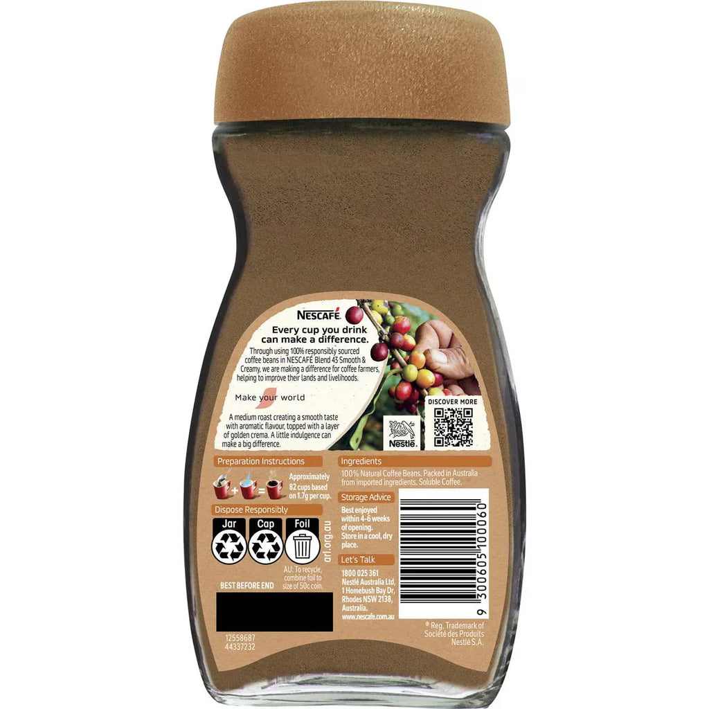 Nescafe Blend 43 Smooth & Creamy Instant Coffee | 140g