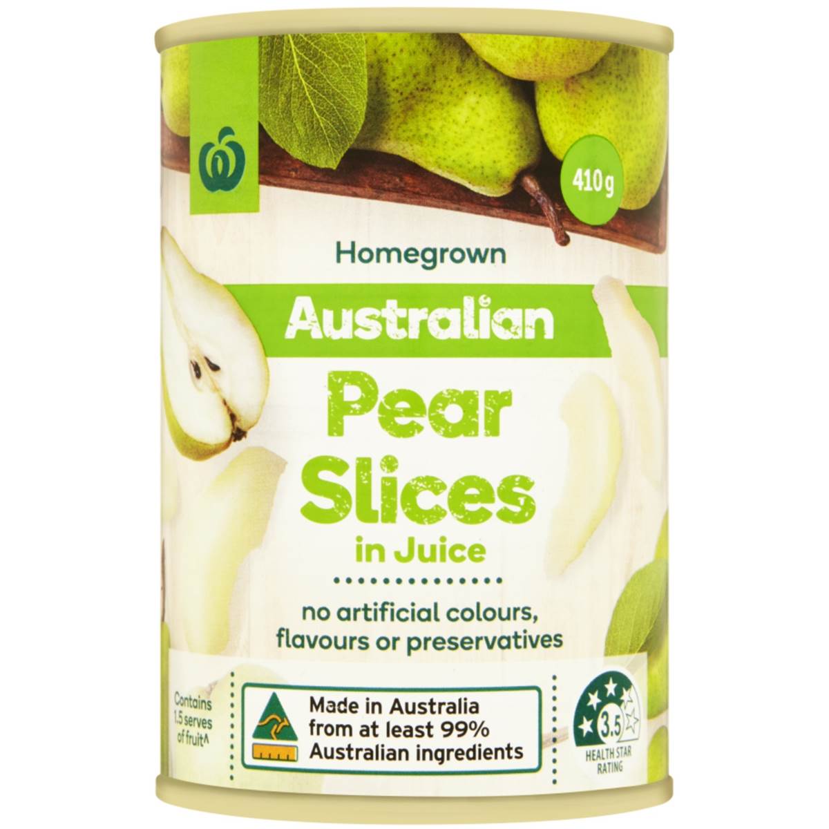 Woolworths Fruit Pear Slices in Juice 410g