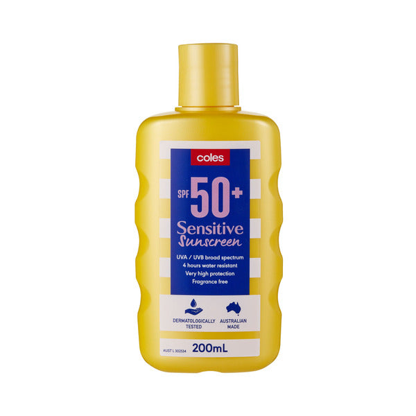 Coles Sensitive SPF50+ Sunscreen 200ml