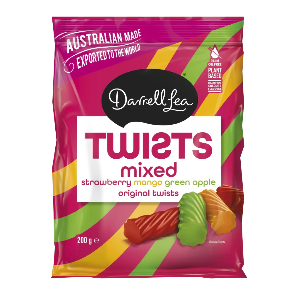 Darrell Lea Twists Mixed Fruit  200 GRAM