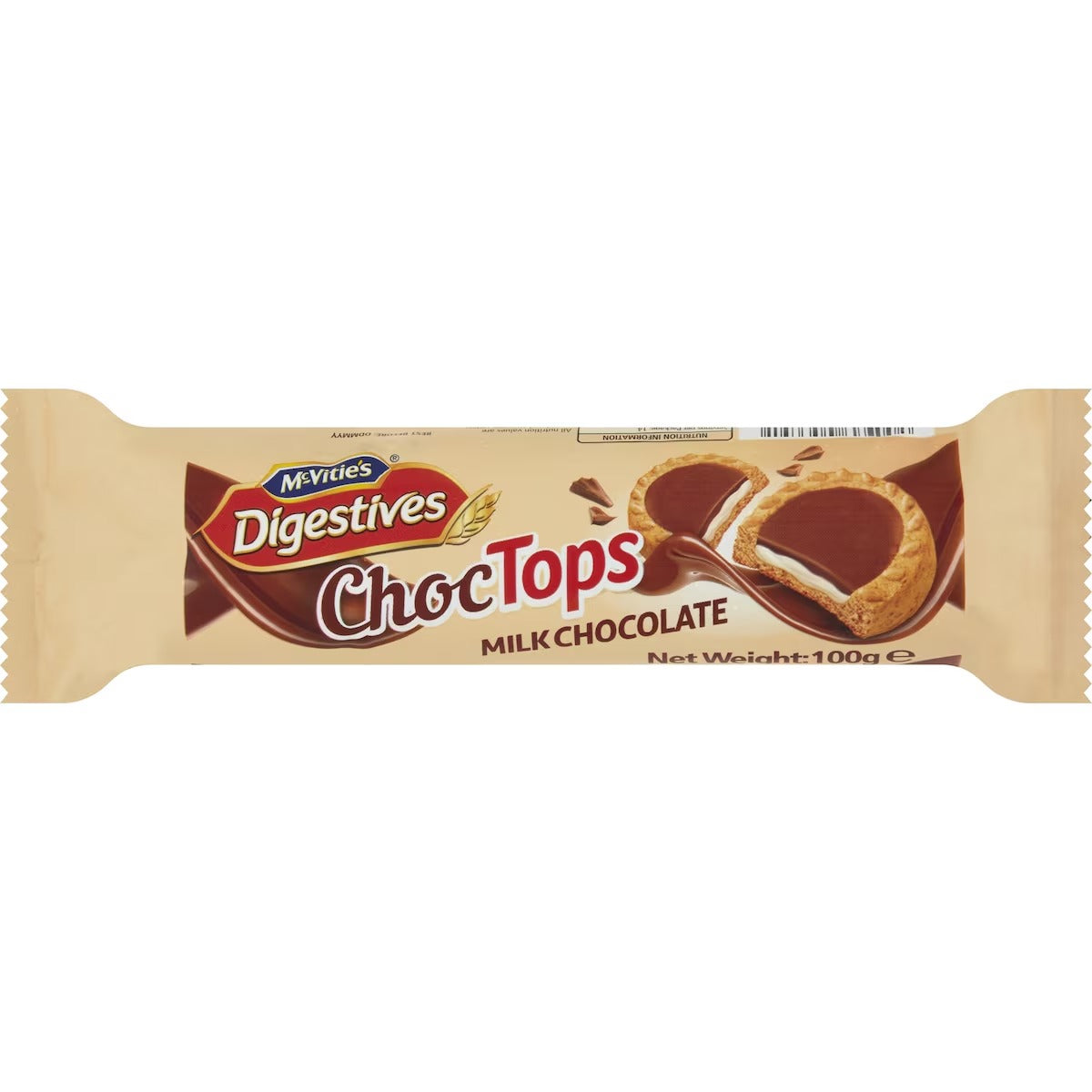 McVitie's Digestives Tops ChocTops Milk Chocolate 100g***