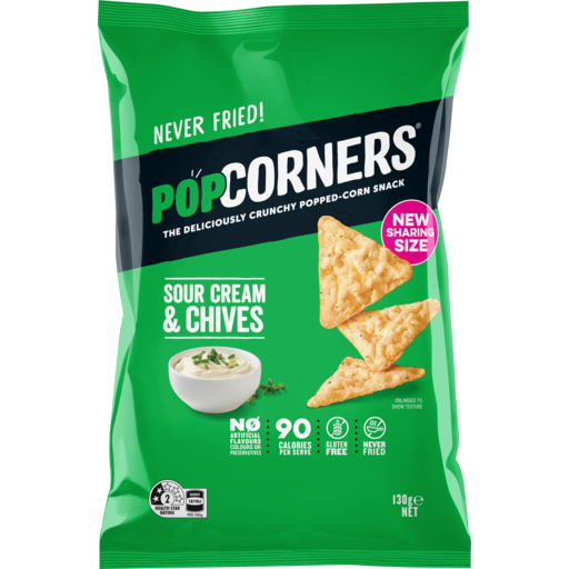 PopCorners Popcorn Chips Sour Cream & Chives 130g