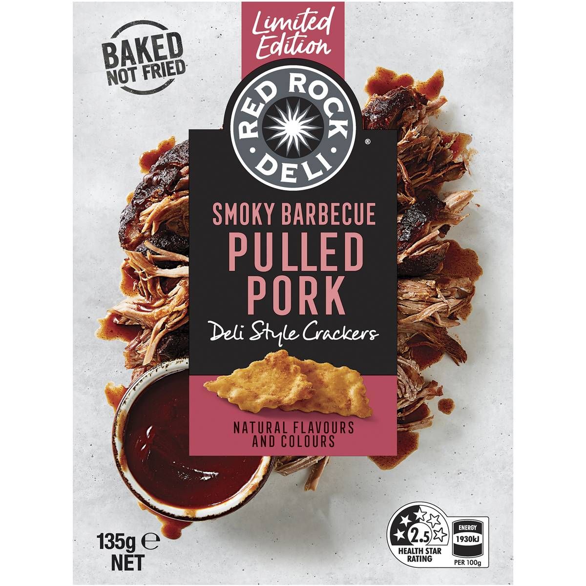 Red Rock Deli Crackers Smoky Barbecue Pulled Pork 135g