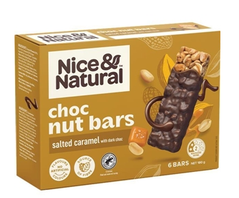 Nice & Natural Nut Bars Salted Caramel with Dark Choc Multipack Snacks 6 Pack  180g
