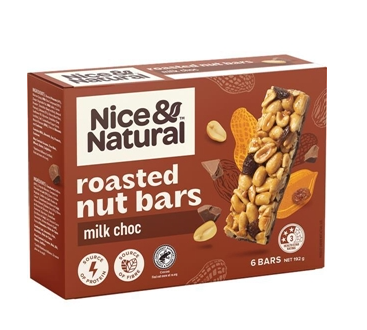 Nice & Natural Nut Bars with Milk Choc Multipack Snacks 6 Pack  192g