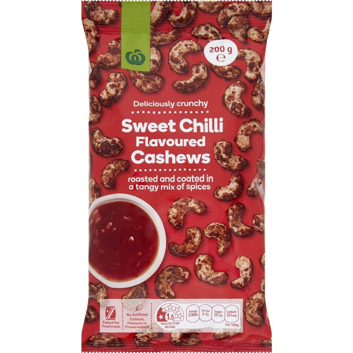 Woolworths Nuts Cashews Sweet Chilli 200g