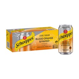 Schweppes Zero Sugar Blood Orange Infused Mineral Water Cans Multipack 375 ... 10 pack