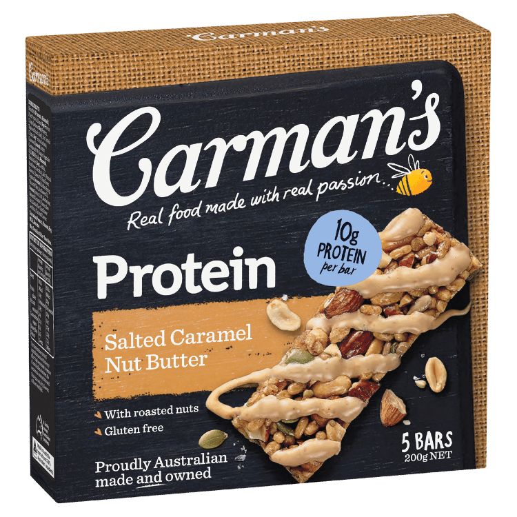 Carman's Salted Dark Choc & Almond Gourmet Protein Bars 5 Pack 200g