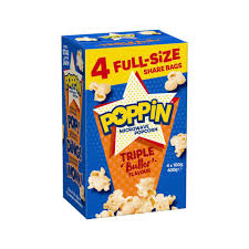 Poppin Microwave Popcorn Triple Butter 100g (4pk)