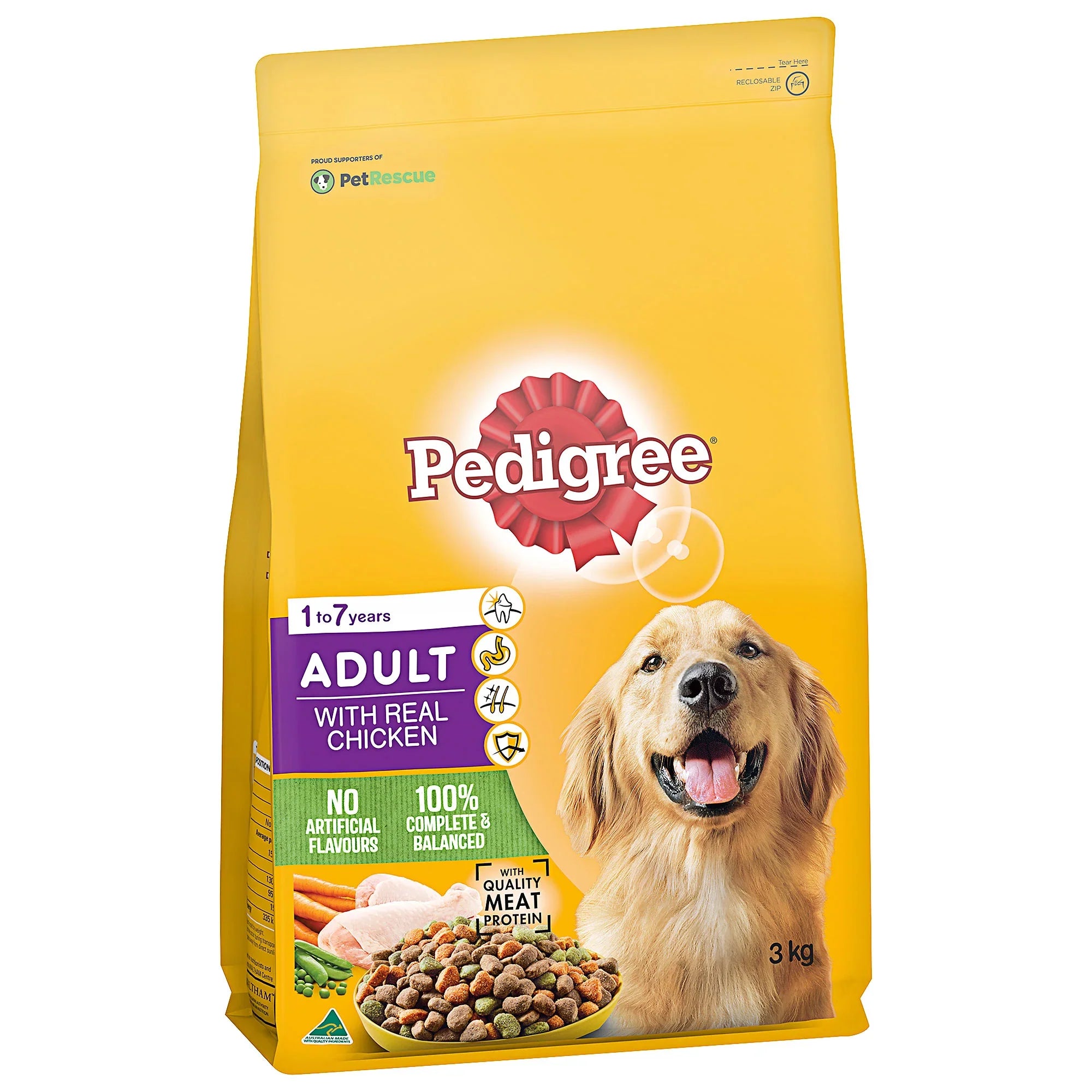 Pedigree Adult With Real Chicken Dry Dog Food  3kg